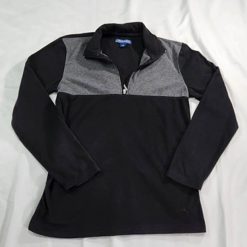 Tommy Bahama Gray Fleece Quarter Zip Pullover Sweater Mens Two Tone Lot F
